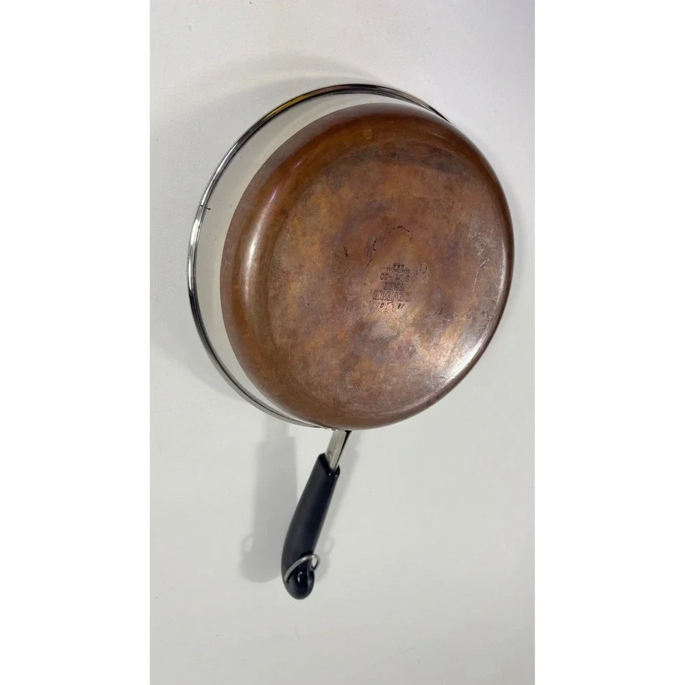 Revere Ware 9 Inch Skillet Copper Clad Bottom Stainless Steel Pan Vintage USA